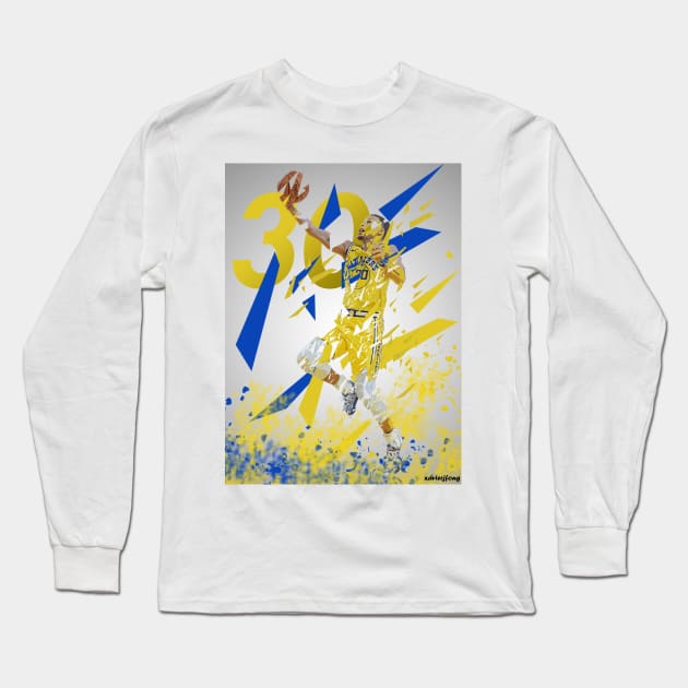 Steph Curry - NBA Golden State Warriors Long Sleeve T-Shirt by xavierjfong